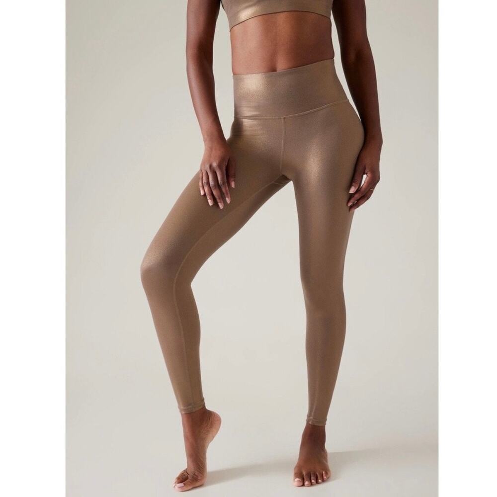 Athleta Elation Shine Tight Leggings Bronze Metallic High Rise